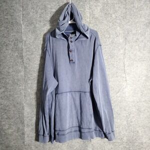 Surfside Supply Henley Hoodie Pullover Sweatshirt Mens 3XB Blue Washed Casual